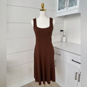 Vince Ribbed Knit Fit & Flare Dress NWT Brown Hazelnut Size S $245